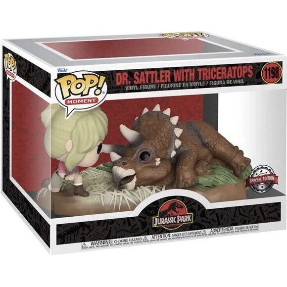 Funko POP! Jurassic Park: Dr. Sattler With Triceratops #1198 Exclusive New - Picture 1 of 9